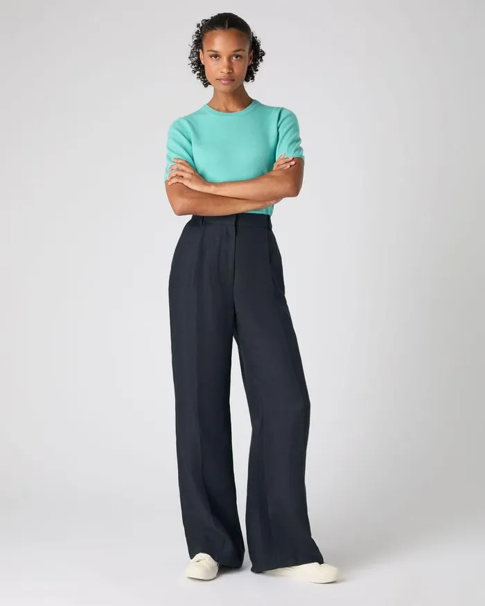 NPeal Leggings and Trousers Women Florence Linen Trouser Navy Blue