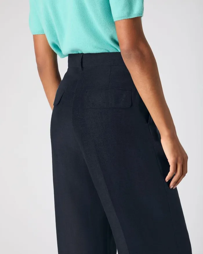 NPeal Leggings and Trousers Women Florence Linen Trouser Navy Blue