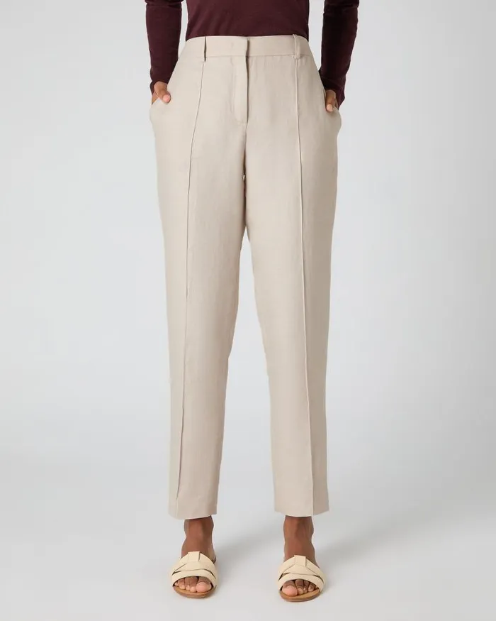 NPeal Leggings and Trousers Women Harper Crop Linen Trouser Oat Brown
