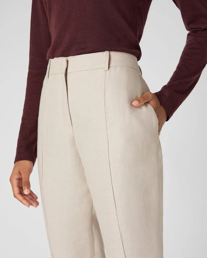 NPeal Leggings and Trousers Women Harper Crop Linen Trouser Oat Brown