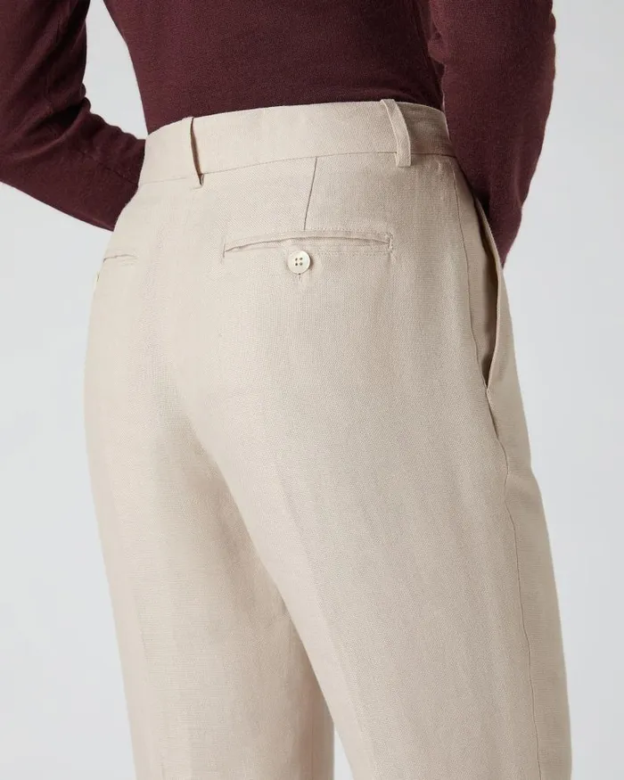 NPeal Leggings and Trousers Women Harper Crop Linen Trouser Oat Brown