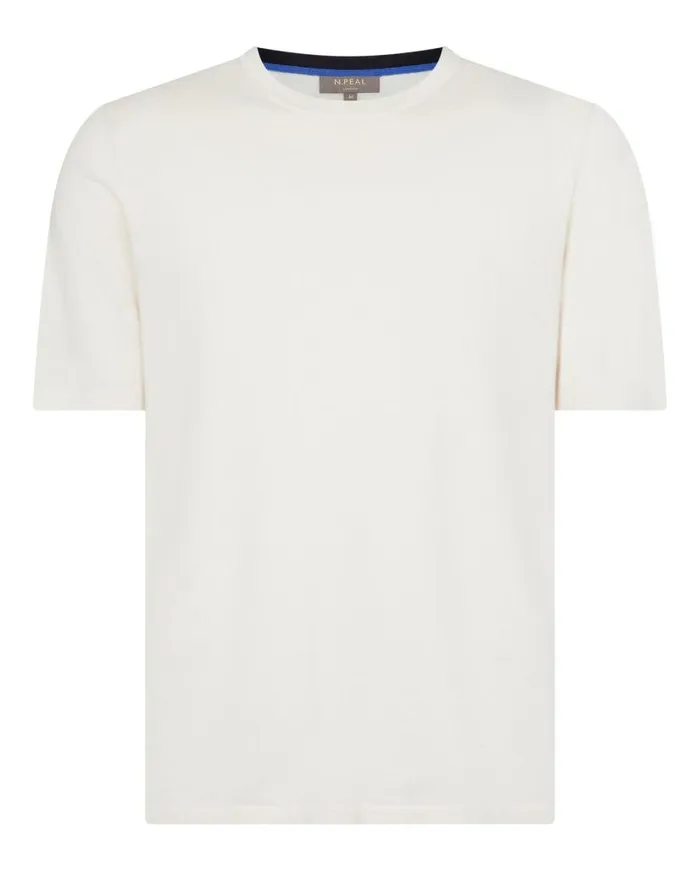 NPeal Polos and Tshirts Men Loose Fit Cotton Cashmere TShirt New Ivory White