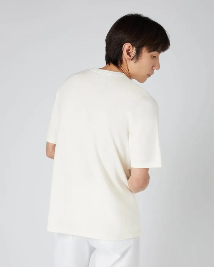 NPeal Polos and Tshirts Men Loose Fit Cotton Cashmere TShirt New Ivory White
