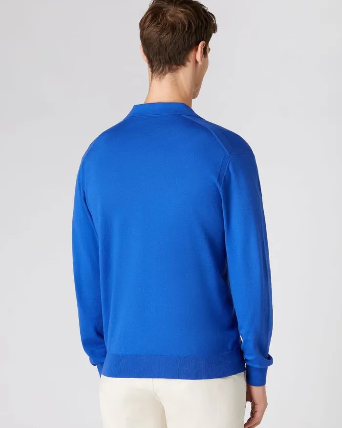 NPeal Polos and Tshirts Men Polo Neck Cotton Cashmere Jumper Victoria Blue