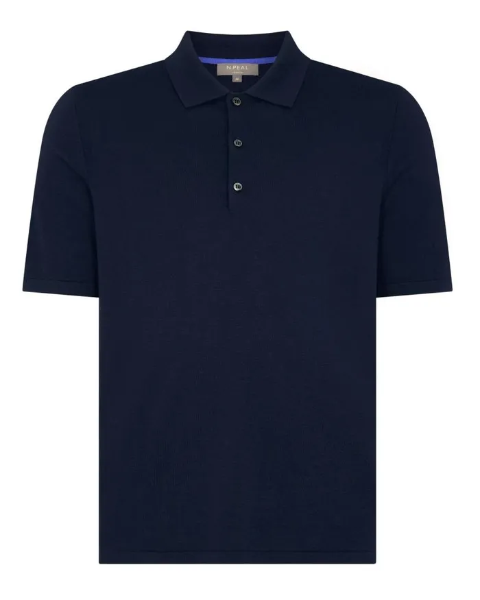 NPeal Polos and Tshirts Men Rock Polo Cotton Cashmere TShirt Navy Blue