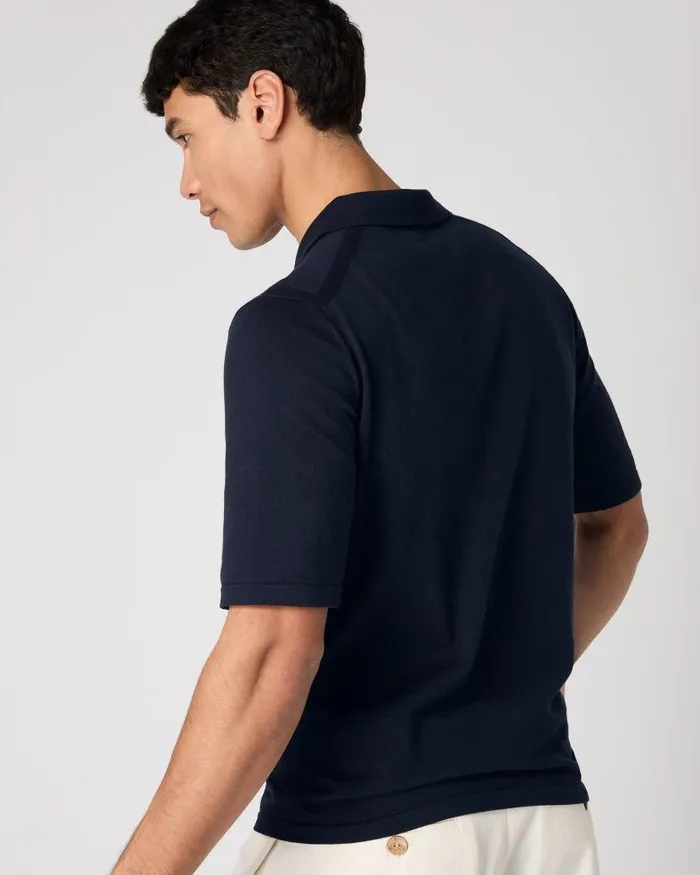 NPeal Polos and Tshirts Men Rock Polo Cotton Cashmere TShirt Navy Blue