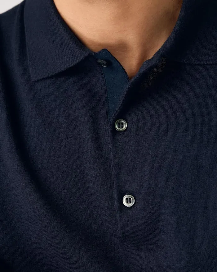 NPeal Polos and Tshirts Men Rock Polo Cotton Cashmere TShirt Navy Blue