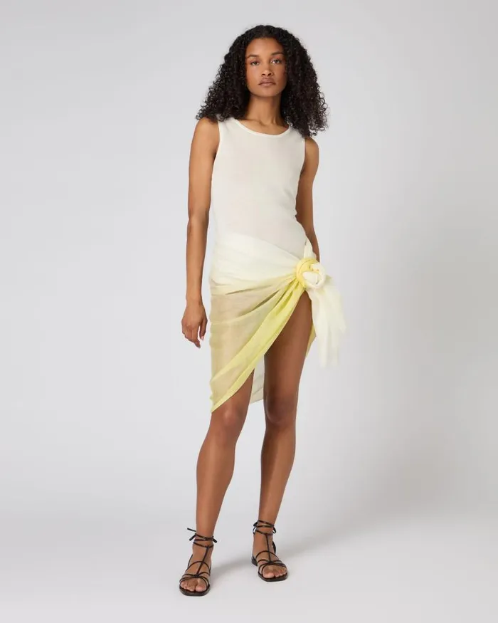 NPeal Sarongs and Kaftans Women Dip Dye Cashmere Scarf Citrine Yellow