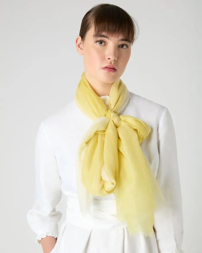 NPeal Sarongs and Kaftans Women Dip Dye Cashmere Scarf Citrine Yellow