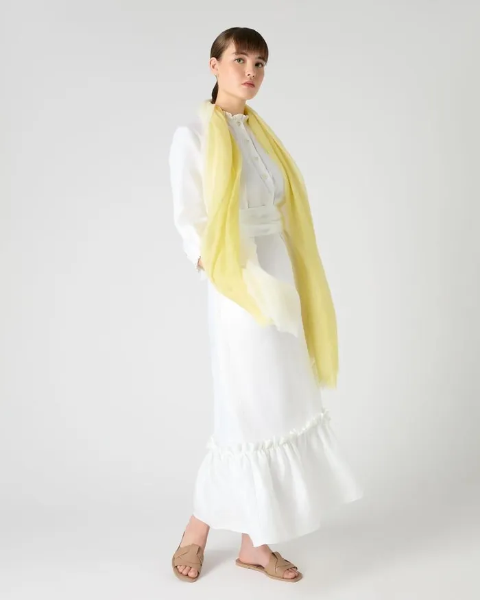 NPeal Sarongs and Kaftans Women Dip Dye Cashmere Scarf Citrine Yellow