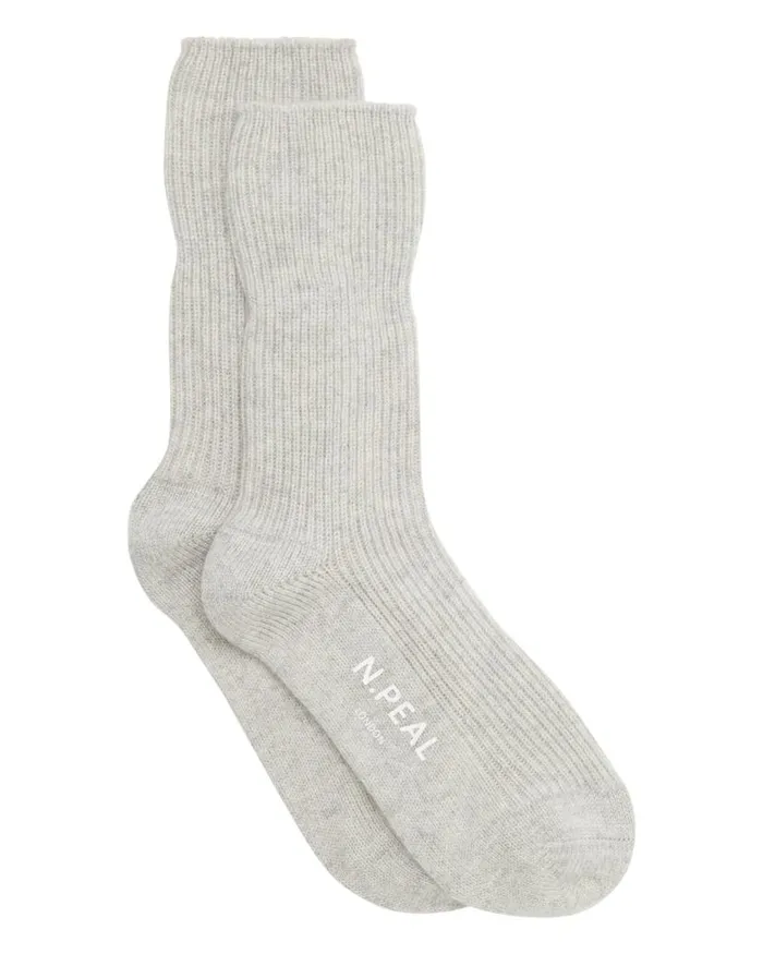 NPeal Slippers and Socks WomenMen Unisex Cashmere Rib Bed Socks Fumo Grey