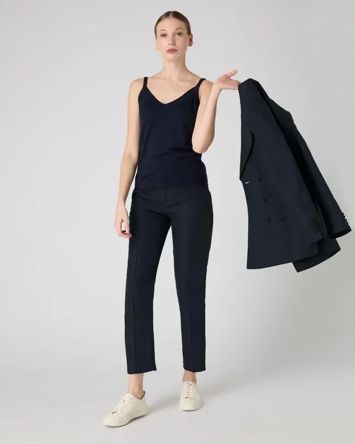 NPeal Tops and Tshirts Women Cotton Cashmere Camisole Navy Blue