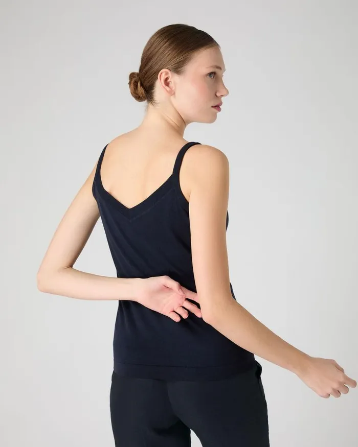 NPeal Tops and Tshirts Women Cotton Cashmere Camisole Navy Blue