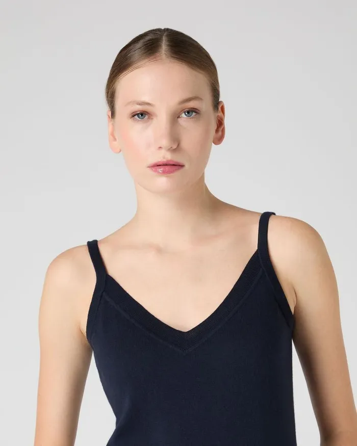 NPeal Tops and Tshirts Women Cotton Cashmere Camisole Navy Blue
