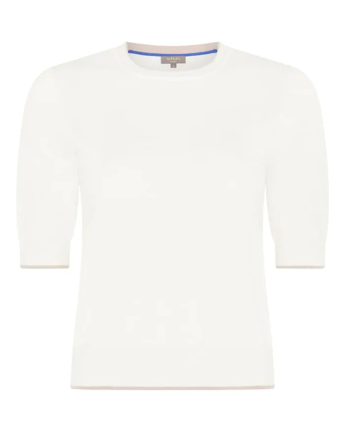 NPeal Tops and Tshirts Women Cotton Cashmere T Shirt New Ivory White