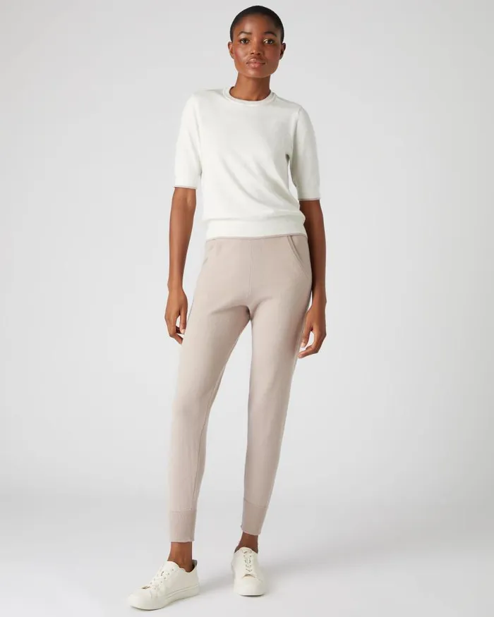 NPeal Tops and Tshirts Women Cotton Cashmere T Shirt New Ivory White