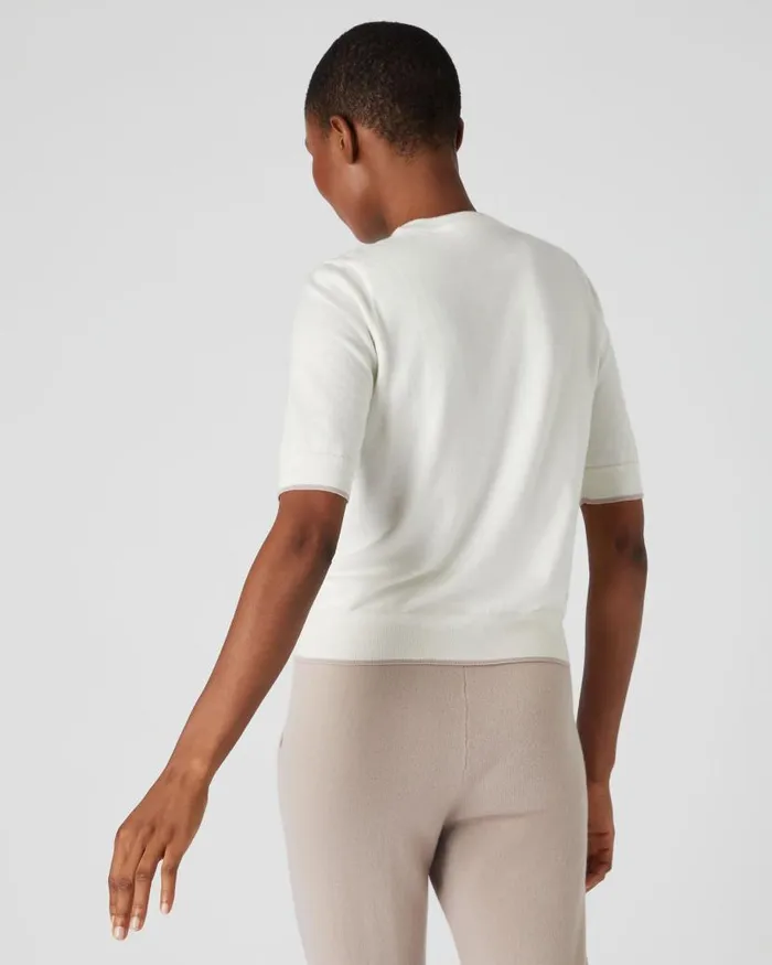 NPeal Tops and Tshirts Women Cotton Cashmere T Shirt New Ivory White