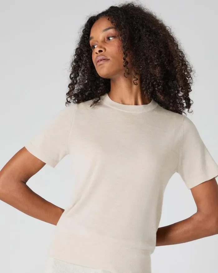 NPeal Tops and Tshirts Women Isla Superfine Cashmere TShirt Sandstone Brown