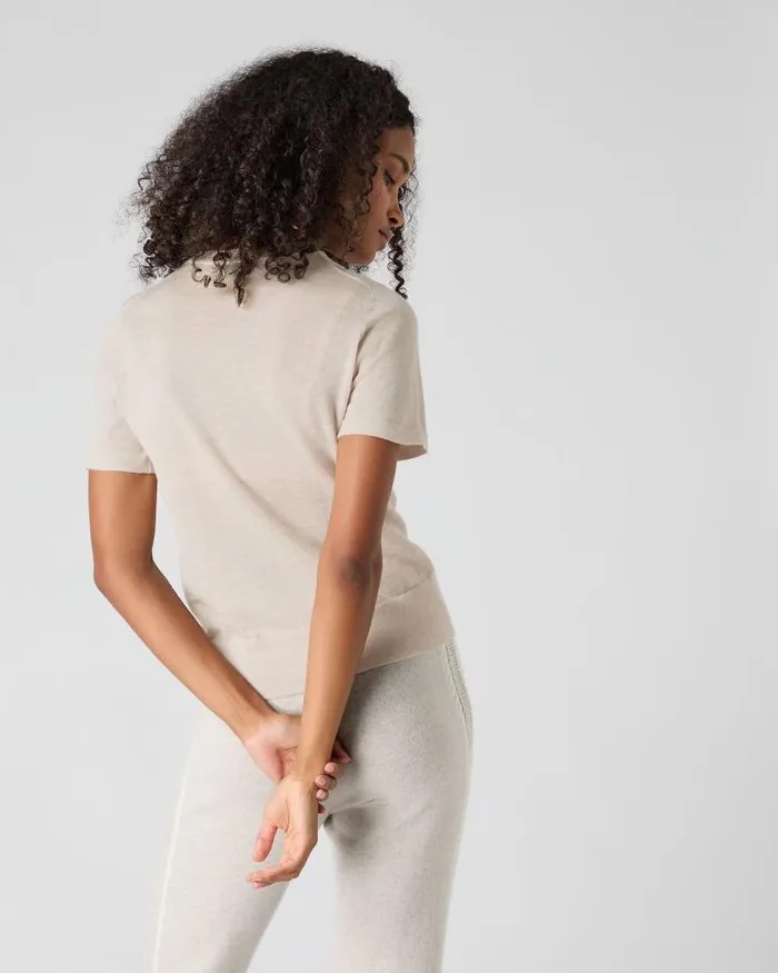 NPeal Tops and Tshirts Women Isla Superfine Cashmere TShirt Sandstone Brown
