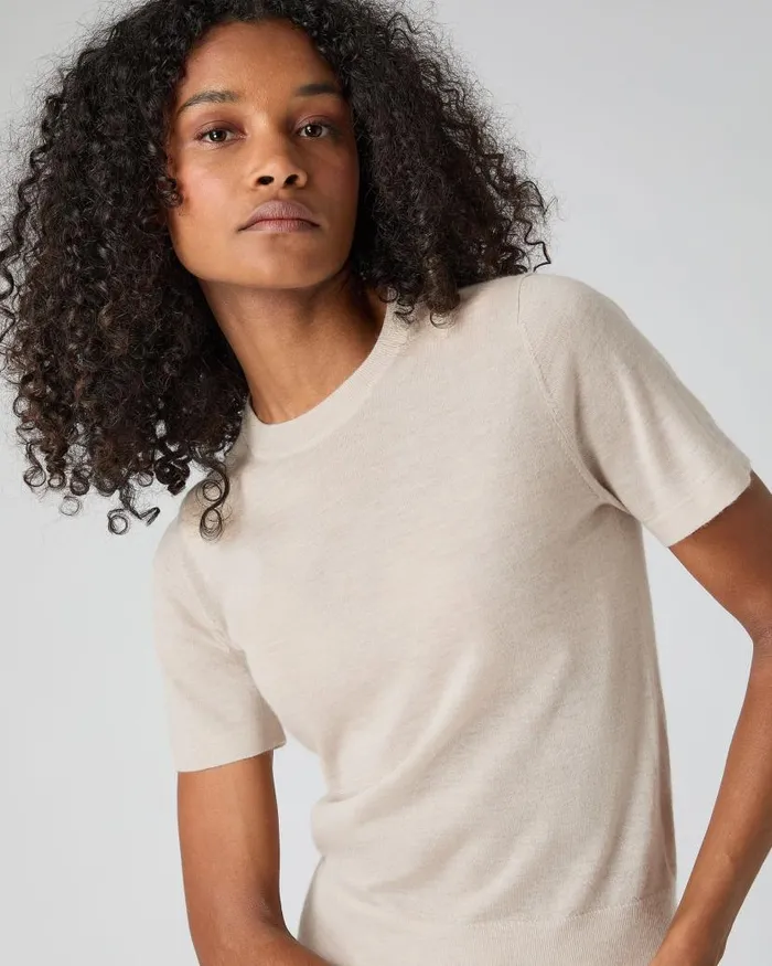NPeal Tops and Tshirts Women Isla Superfine Cashmere TShirt Sandstone Brown