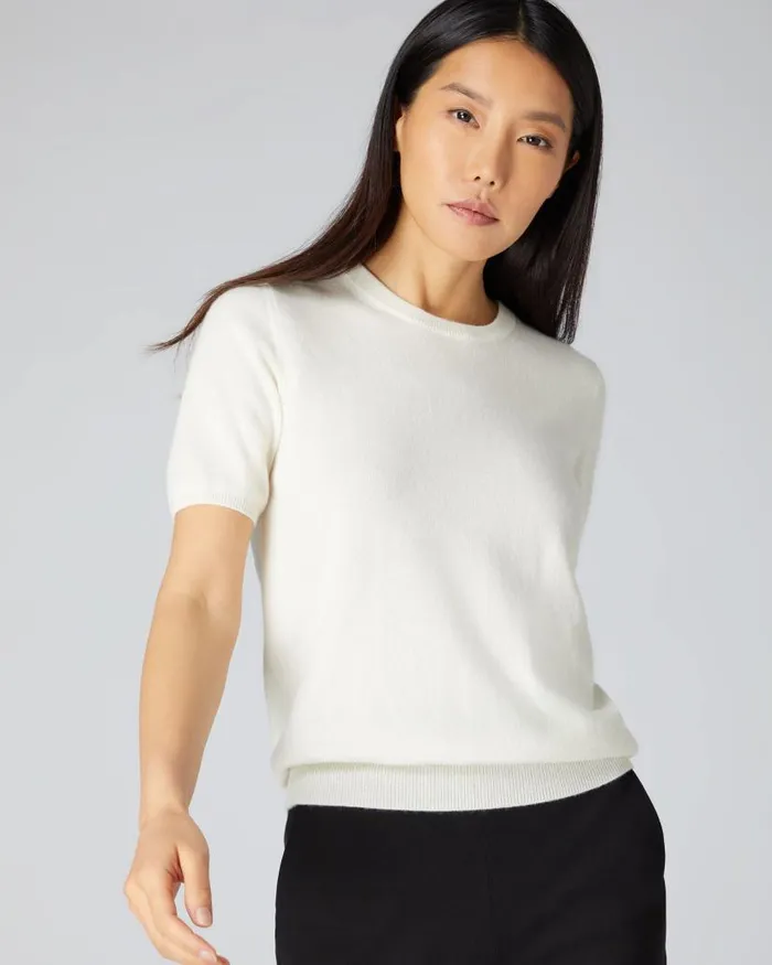 NPeal Tops and Tshirts Women Milly Classic Cashmere TShirt New Ivory White