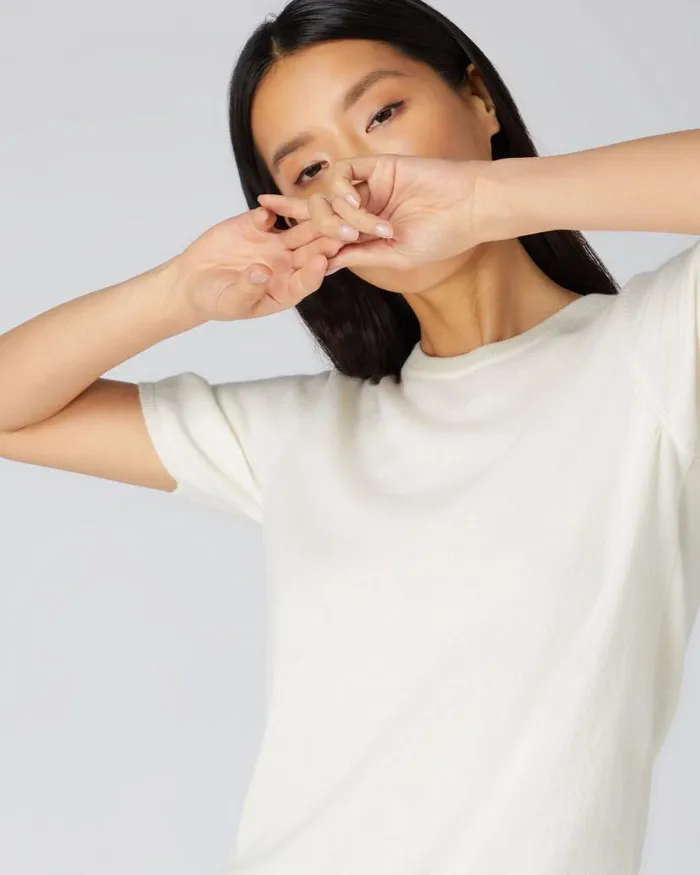 NPeal Tops and Tshirts Women Milly Classic Cashmere TShirt New Ivory White