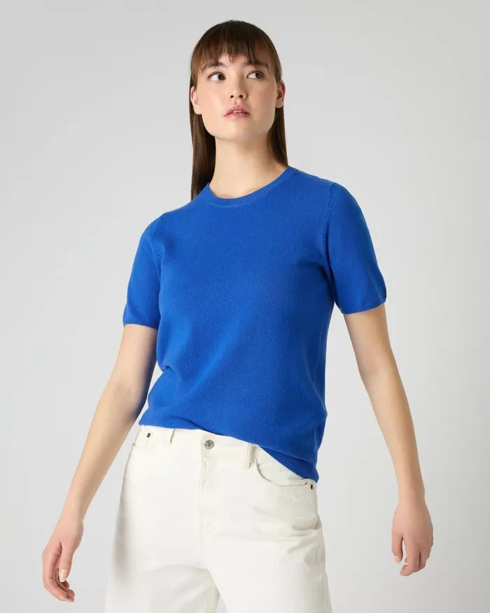 NPeal Tops and Tshirts Women Milly Classic Cashmere TShirt Sonic Blue