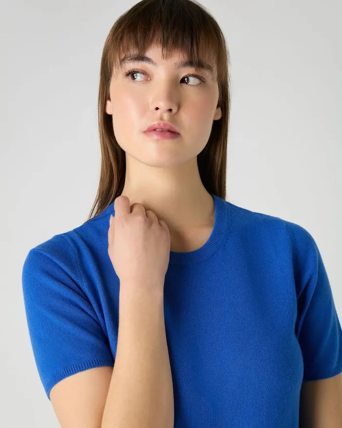 NPeal Tops and Tshirts Women Milly Classic Cashmere TShirt Sonic Blue