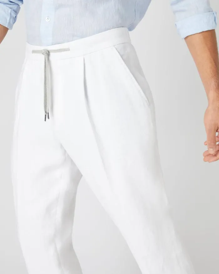 NPeal Trousers Men Linen Trouser White
