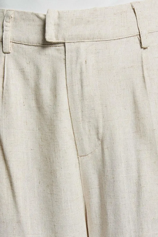 Nate Pants 8211 Mid Waist Tailored Linen Look Pants In Natural Women Showpo Conscious