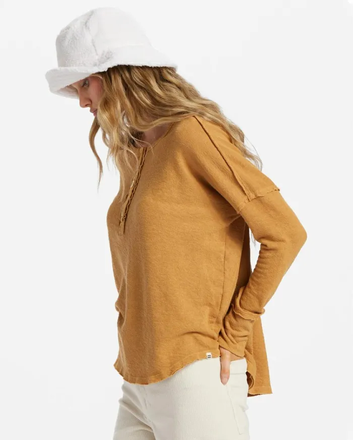 New Anyday Henley Top Cosmic Khaki Women Billabong Essentials