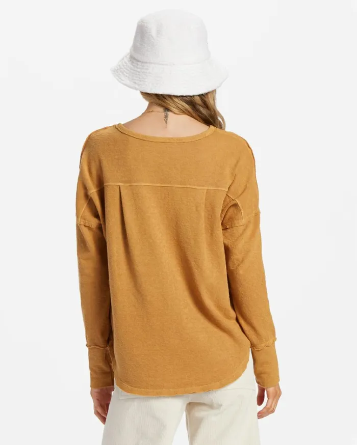 New Anyday Henley Top Cosmic Khaki Women Billabong Essentials