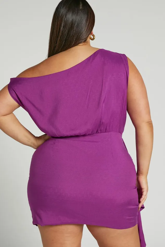Niana Mini Dress 8211 Drape One Shoulder Dress In Purple Women Showpo Curve Clothes