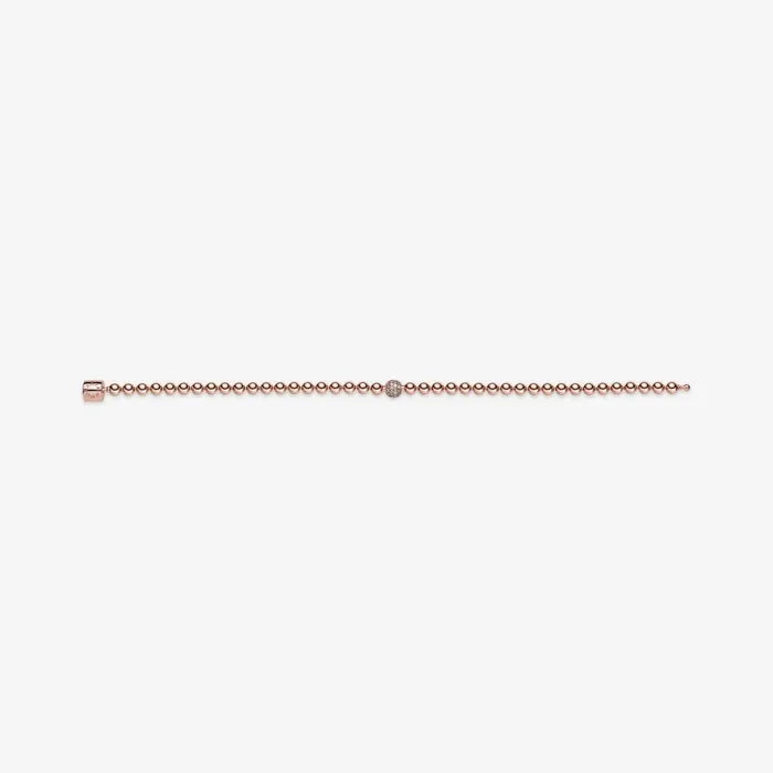 Noncharm Bracelets Women Pandora Beads and Pav Bracelet Rose Gold Plated