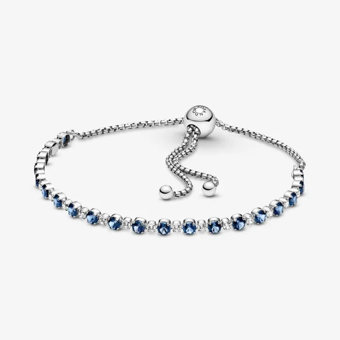 Noncharm Bracelets Women Pandora Blue And Clear SparkleSlider Bracelet Blue