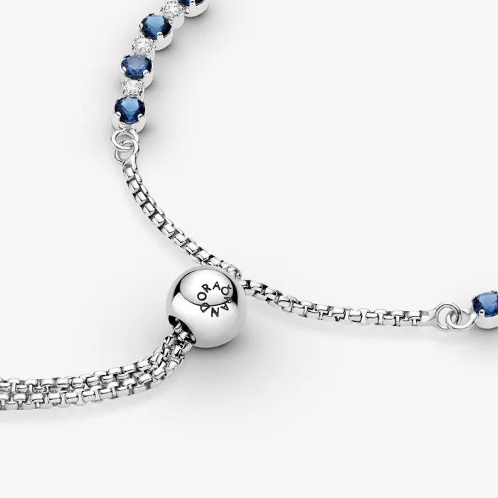 Noncharm Bracelets Women Pandora Blue And Clear SparkleSlider Bracelet Blue