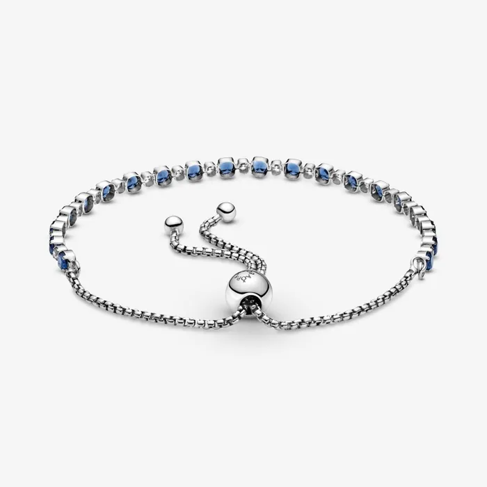 Noncharm Bracelets Women Pandora Blue And Clear SparkleSlider Bracelet Blue