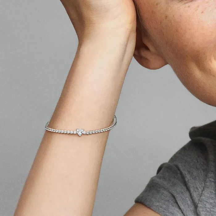 Noncharm Bracelets Women Pandora Sparkling Heart Tennis Bracelet