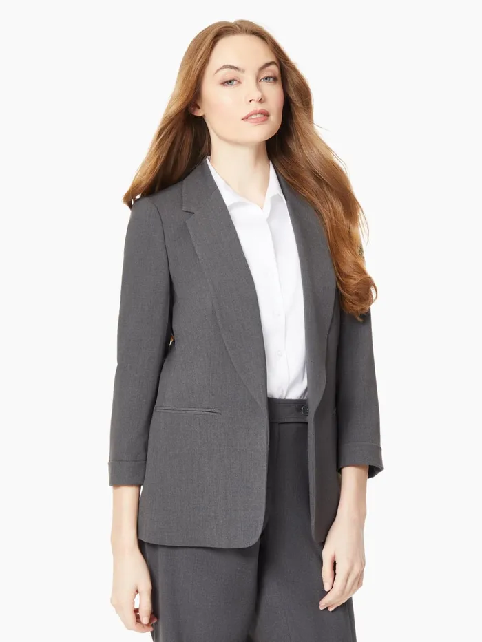 Notch Collar Rolled Cuff BiStretch Blazer Women Jones New York Suiting Notch Collar Rolled Cuff BiStretch Blazer Women Jones New York Suiting