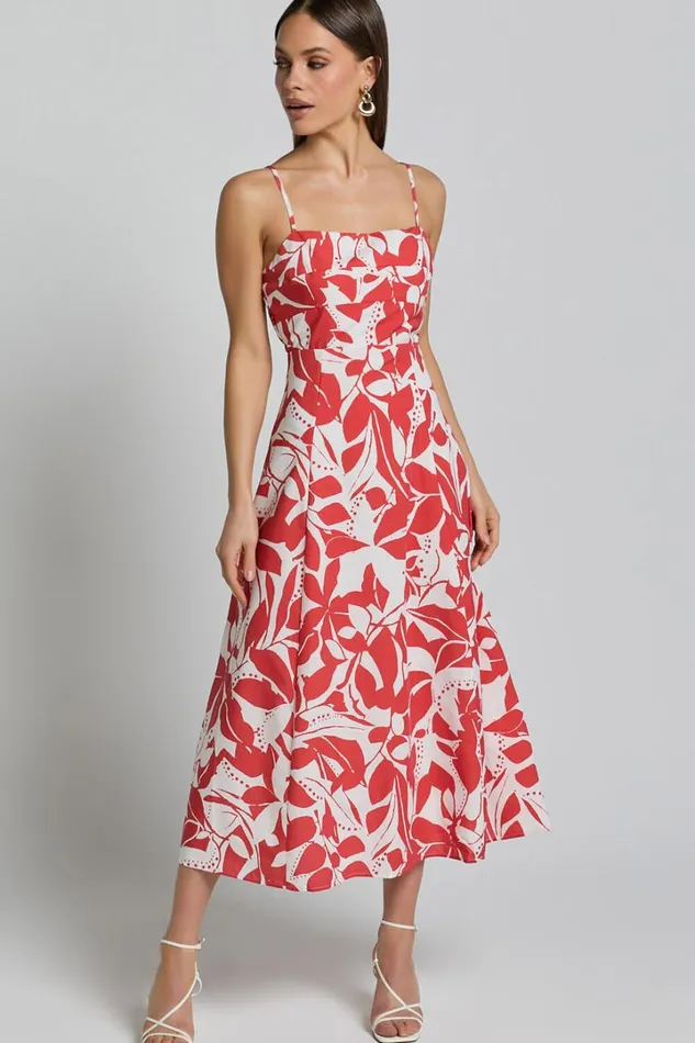Nylia Midi Dress 8211 Strappy Fit And Flare Dress In Red Floral Women Showpo Curve Clothes Nylia Midi Dress 8211 Strappy Fit And Flare Dress In Red Floral Women Showpo Curve Clothes