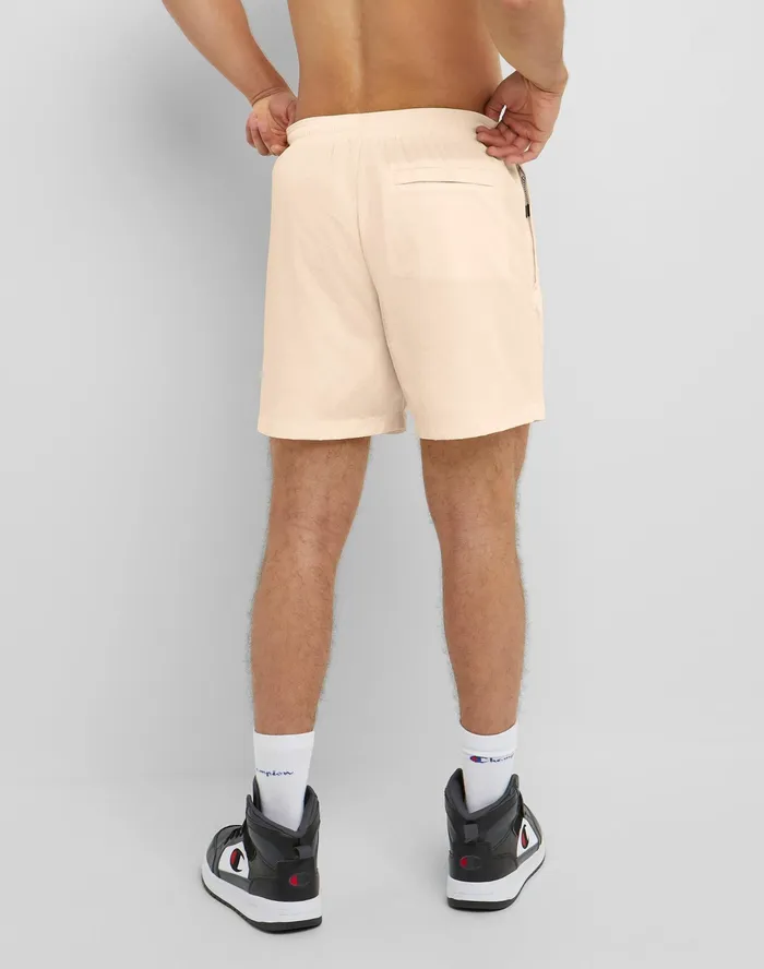 Nylon WarmUp Shorts With Mesh Liner Script Logo 6034 Fresh Tan Men Champion Shorts