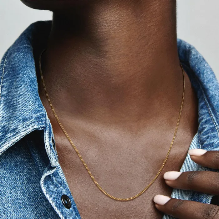 O Pendants Women Pandora Curb Chain Necklace Gold Plated