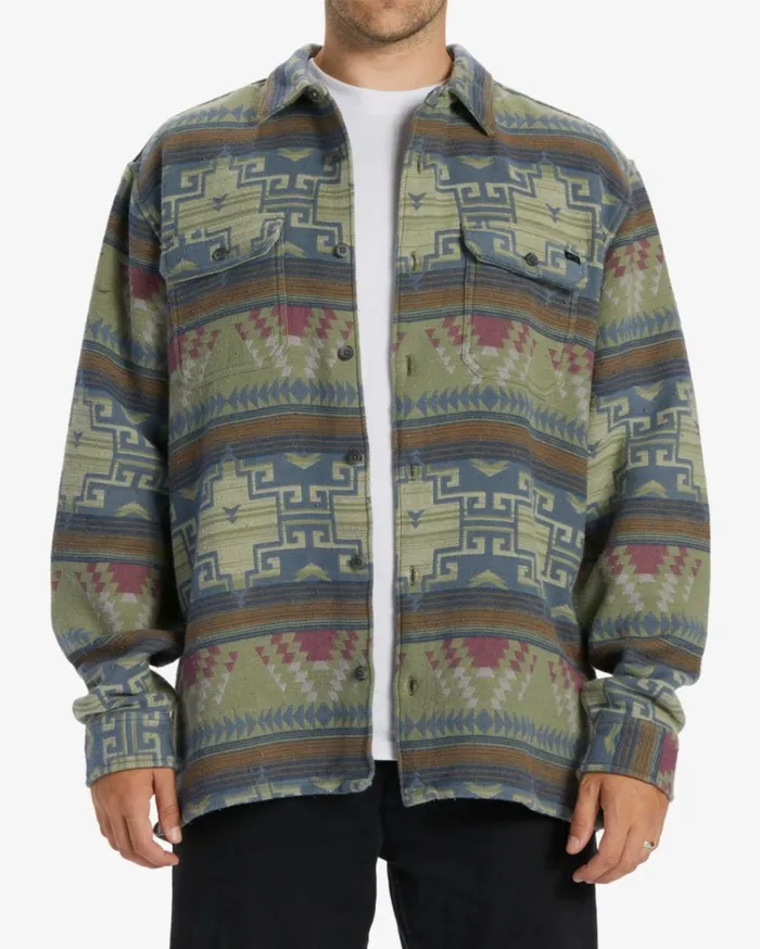 Offshore Jacquard Flannel Long Sleeve Shirt Sage Men Billabong Flannels