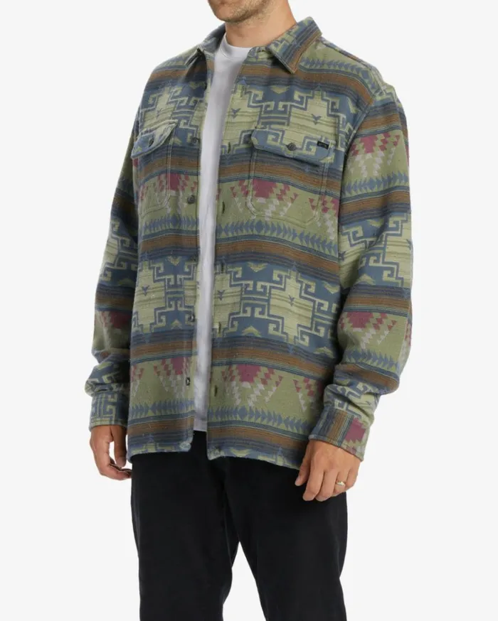 Offshore Jacquard Flannel Long Sleeve Shirt Sage Men Billabong Flannels