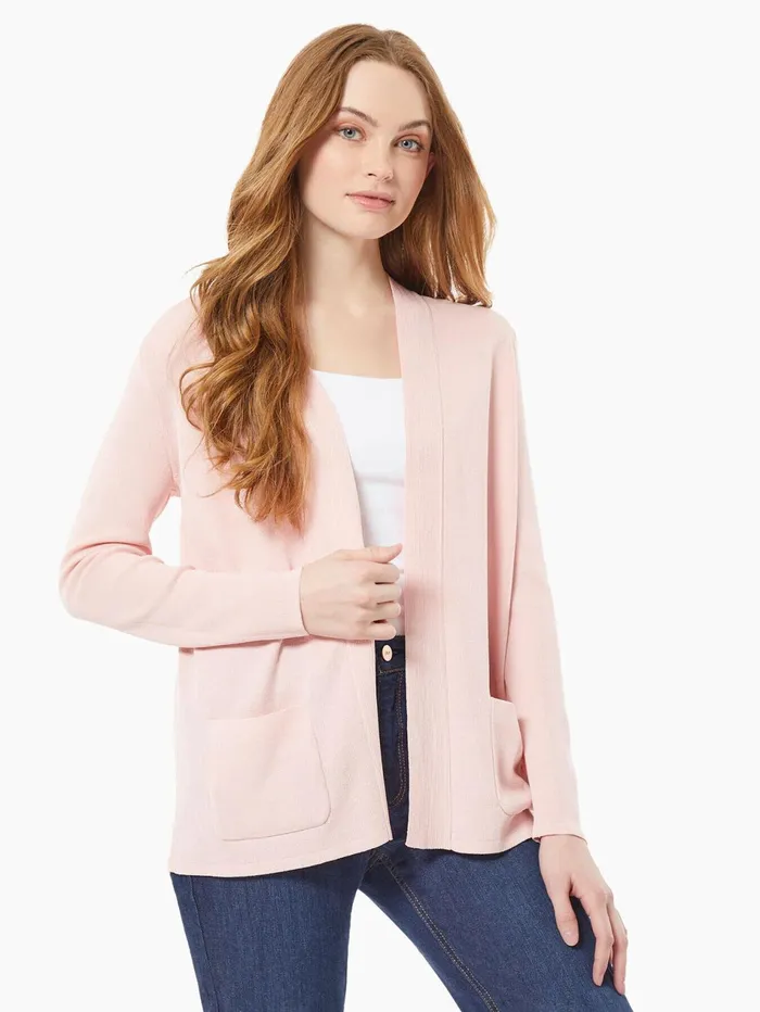 Open Front Cardigan With Pockets Women Jones New York Sweaters and Cardigans