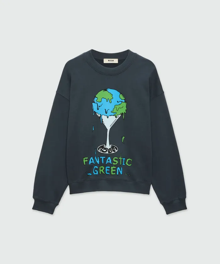 Organic Cotton 034Fantastic Green Burro Studio034 Navy Blue Sweatshirt WomenMen MSGM Hoodies And Sweatshirts
