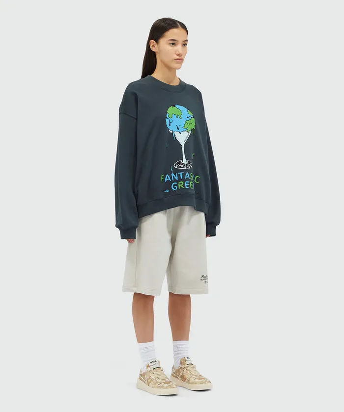 Organic Cotton 034Fantastic Green Burro Studio034 Navy Blue Sweatshirt WomenMen MSGM Hoodies And Sweatshirts