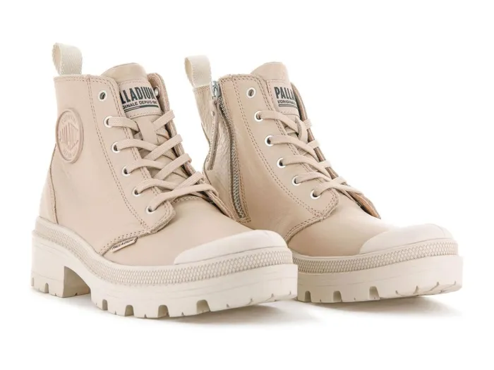 Palladium Pallabase Leather Nude Dust Women Heel Boots