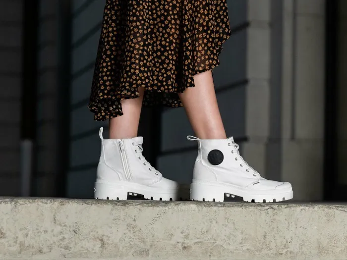 Palladium Pallabase Twill Star White Women Heel Boots
