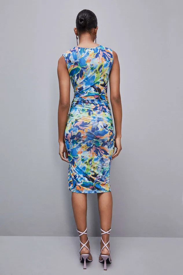 Patrizia Pepe Arty Splash Print Dress In Recycled Polyester Arty Splash Print Apparel Midi